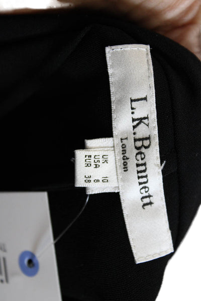 L.K. Bennett Women Sheath Shift Black Knee Length Dress Round Neck Size 6