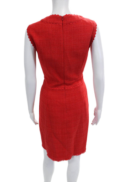 L.K. Bennett Women Shift Dress Red Sleeveless Crew Neck Zip Knee Length Size 8