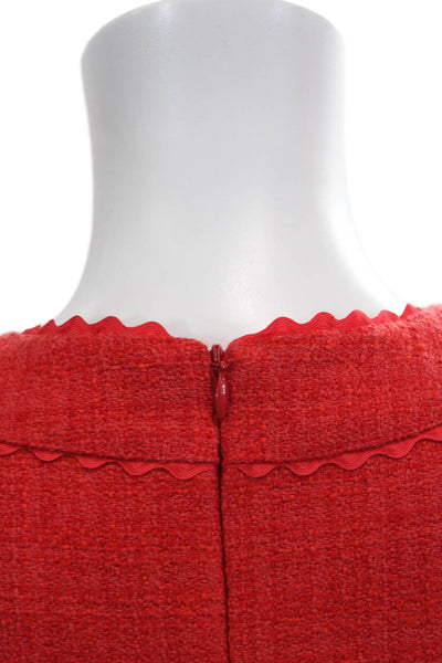 L.K. Bennett Women Shift Dress Red Sleeveless Crew Neck Zip Knee Length Size 8