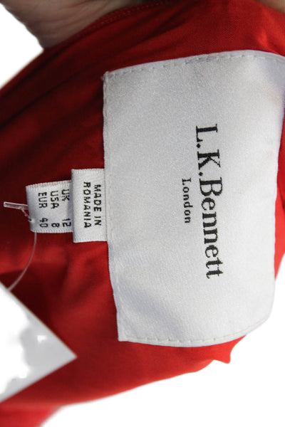 L.K. Bennett Women Shift Dress Red Sleeveless Crew Neck Zip Knee Length Size 8