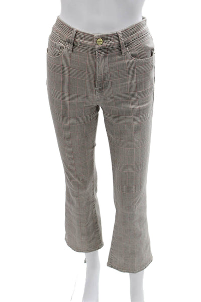Frame Womens Cropped Plaid Gray Button Pants Size 27