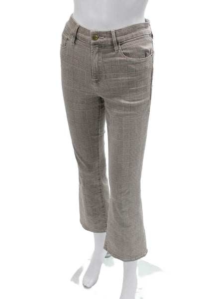 Frame Womens Cropped Plaid Gray Button Pants Size 27
