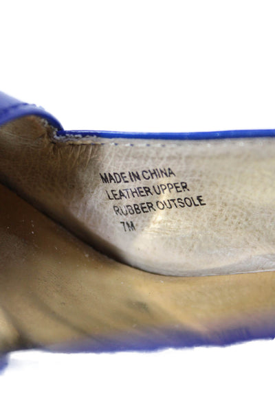 Michael Michael Kors Womens Patent Leather Espadrille Wedges Blue Size 7 Medium