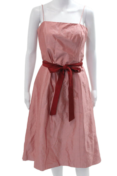 Jenny Yoo Collection Women A-Line Silk Sundress Pink Tie Sleeveless Size 8