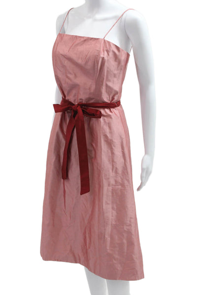 Jenny Yoo Collection Women A-Line Silk Sundress Pink Tie Sleeveless Size 8