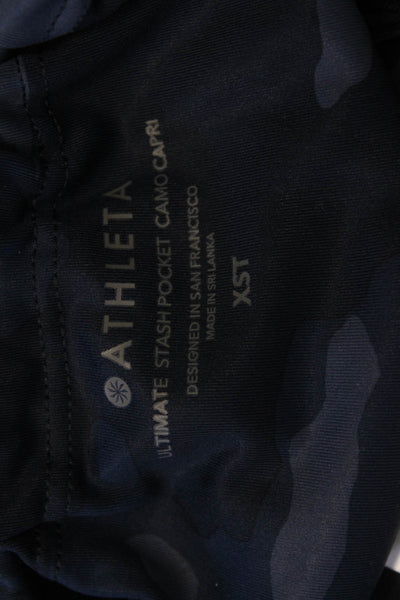 Athleta Womens Dark Blue Camo Capri Leggings Petite Size XS