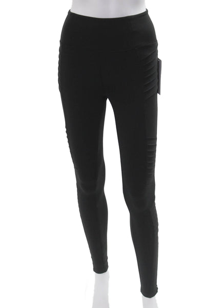 Athleta Women Ankle Jeggings Black Biker Zip Nylon Spandex Size XS
