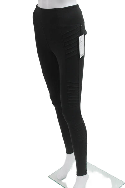 Athleta Women Ankle Jeggings Black Biker Zip Nylon Spandex Size XS