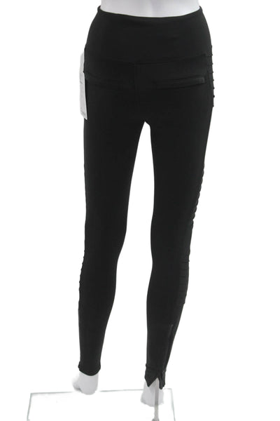 Athleta Women Ankle Jeggings Black Biker Zip Nylon Spandex Size XS
