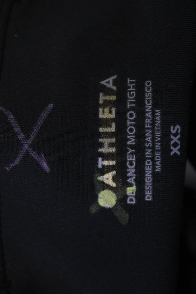 Athleta Women Ankle Jeggings Black Biker Zip Nylon Spandex Size XS