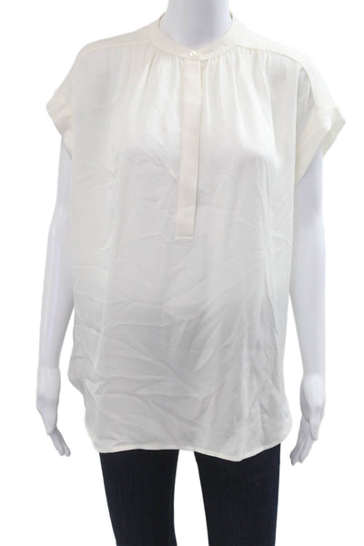 Vince Women Silk High Neck Blouse White Size XS