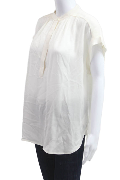 Vince Women Silk High Neck Blouse White Size XS