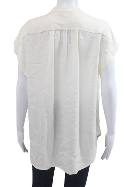 Vince Women Silk High Neck Blouse White Size XS