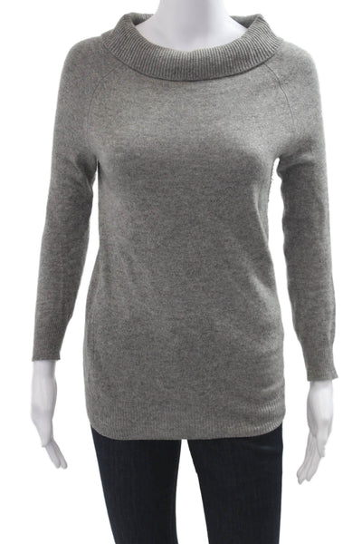 J Crew Women Pullover 100% Cashmere Sweater Gray Mock Neck Long Sleeve Size XS