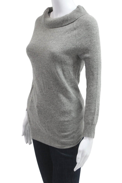 J Crew Women Pullover 100% Cashmere Sweater Gray Mock Neck Long Sleeve Size XS