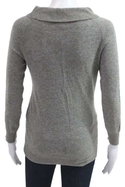J Crew Women Pullover 100% Cashmere Sweater Gray Mock Neck Long Sleeve Size XS