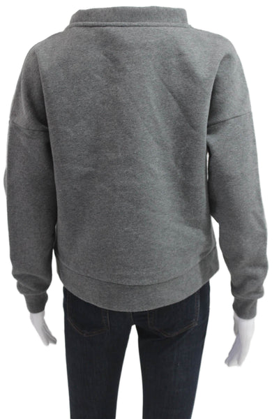 Banana Republic Women Gray Mockneck Pullover Sweatshirt Snap Long Sleeve Size S