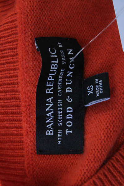 Banana Republic Women Pullover Cashmere Sweater Crew Neck Orange Size XS