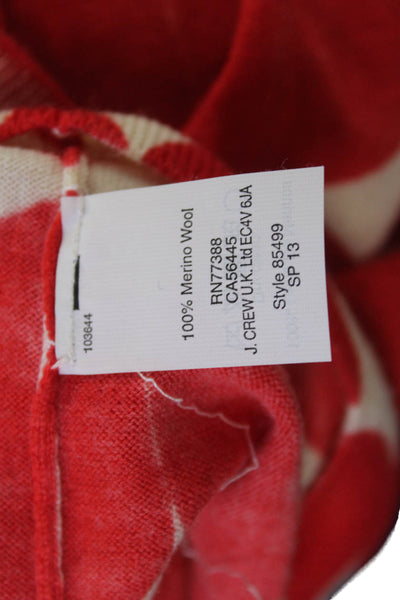 J Crew Women Red Merino Wool Geometric Crew Neck Pullover Size S
