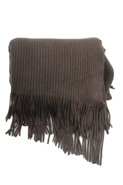 Cejon Accessories Inc. Womens Ribbed Fringed Pocho Shawl Brown One Size