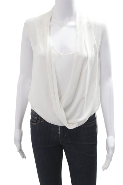 BCBG Max Azria Womens Designer White Sleeveless Blouse Polyester Size XS