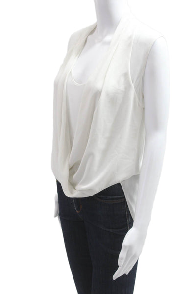 BCBG Max Azria Womens Designer White Sleeveless Blouse Polyester Size XS