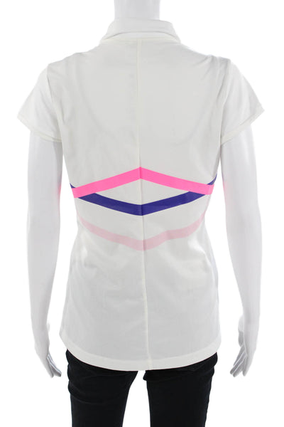 Nike Golf Womens Polo White Short Sleeve Geometric Polyester Size S