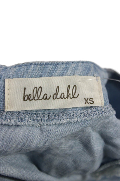 Bella Dahl Women Cropped Tank Button Up Light Blue Polka Dot Size XS