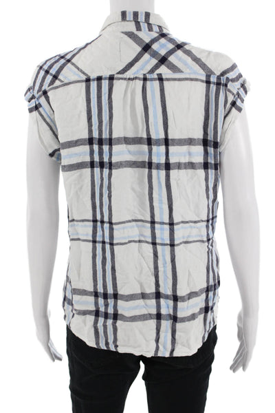 Rails Mens Plaid Collared Button-Down Rayon Short Sleeve Shirt 90s Size S
