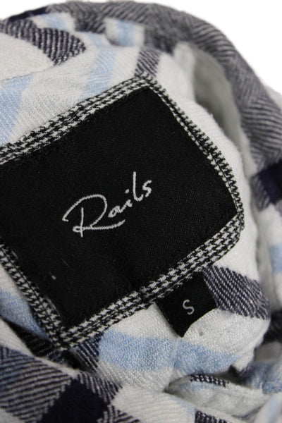 Rails Mens Plaid Collared Button-Down Rayon Short Sleeve Shirt 90s Size S