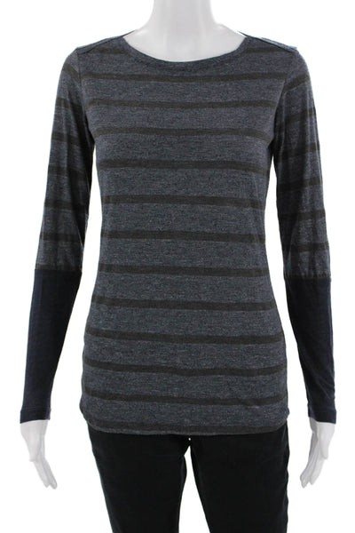 Stateside Womens Striped Modal Jersey Long Sleeve T Shirt Dark Gray Size XS