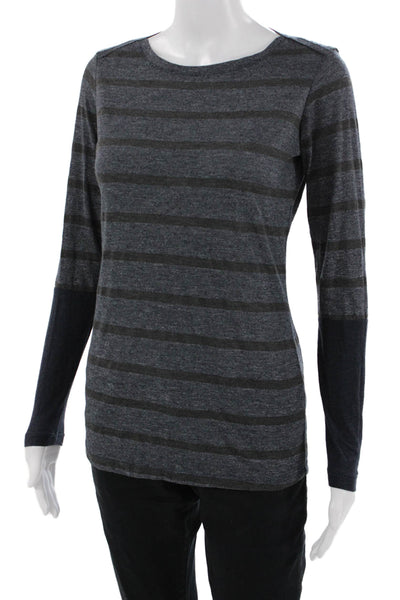 Stateside Womens Striped Modal Jersey Long Sleeve T Shirt Dark Gray Size XS