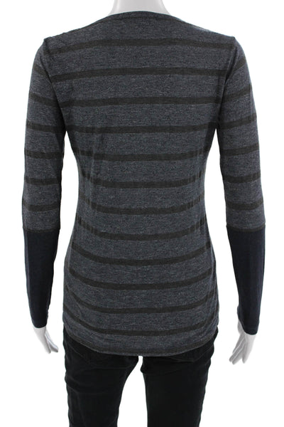 Stateside Womens Striped Modal Jersey Long Sleeve T Shirt Dark Gray Size XS