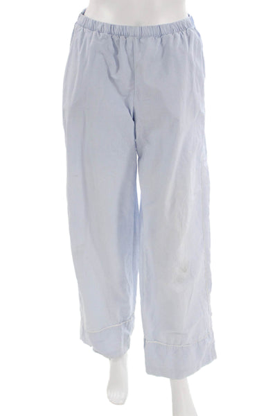 Zara Women Sweatpants Light Blue Striped Cotton Size S