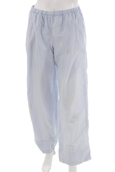 Zara Women Sweatpants Light Blue Striped Cotton Size S
