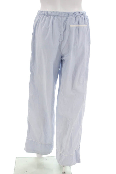 Zara Women Sweatpants Light Blue Striped Cotton Size S