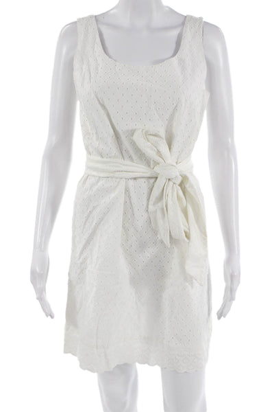 Vineyard Vines Women Shift Sundress White Cotton Blend Tie Neck Size 6