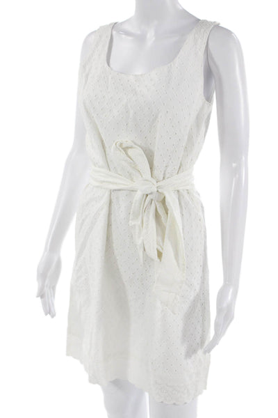 Vineyard Vines Women Shift Sundress White Cotton Blend Tie Neck Size 6