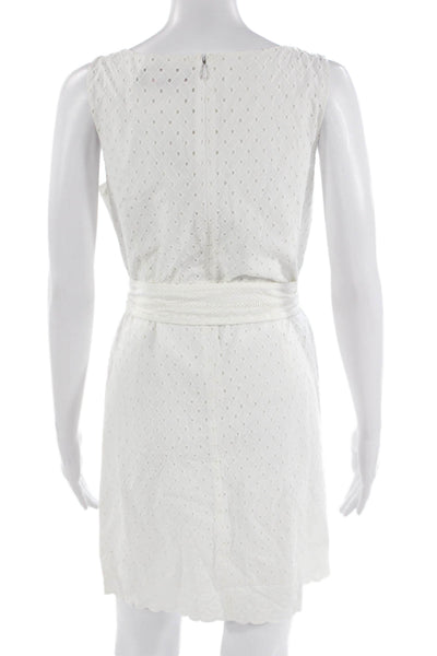 Vineyard Vines Women Shift Sundress White Cotton Blend Tie Neck Size 6
