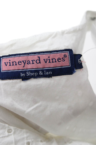 Vineyard Vines Women Shift Sundress White Cotton Blend Tie Neck Size 6