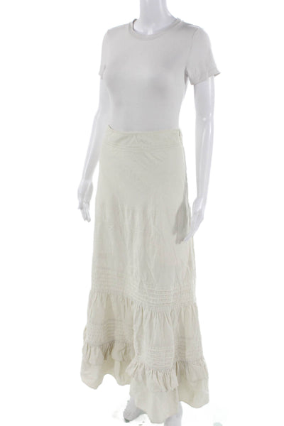 Edme & Esyllte Anthropologie Women White Cotton Peasant Midi Skirt Size 0