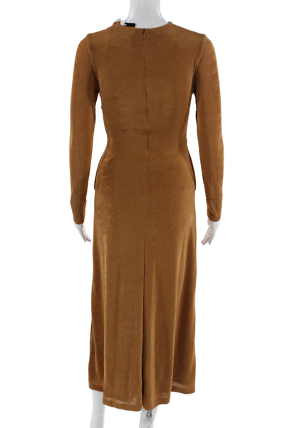 Innovare Denim Women Bodycon Maxi Dress Brown Long Sleeve Poly Size XS