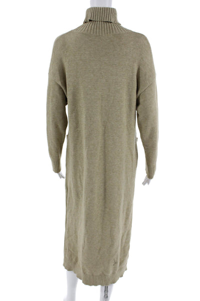 Line & Dot Womens Sweater Dress Beige Long Sleeve Turtleneck Knee Size XS