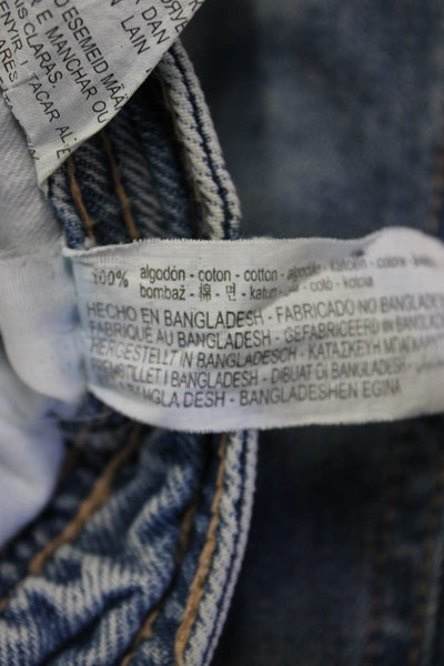 Zara Unisex Light Blue Cropped Wide Leg Jeans Button Mid Rise Size 8