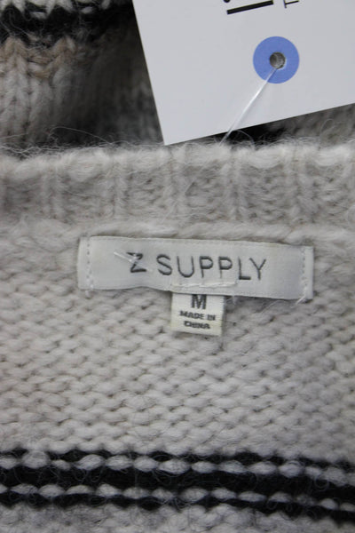 Z Supply Unisex Pullover Striped Beige Round Neck Long Sleeve Sweater Size M
