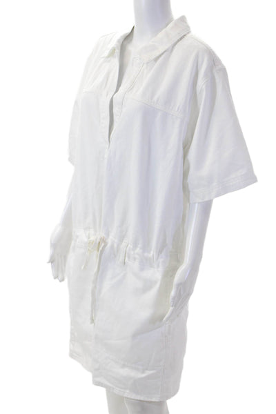 Universal Thread Womens White Cotton Short Sleeve Romper Collar Size XL