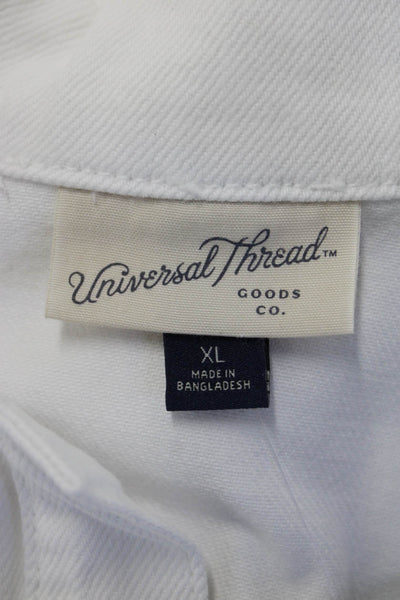 Universal Thread Womens White Cotton Short Sleeve Romper Collar Size XL