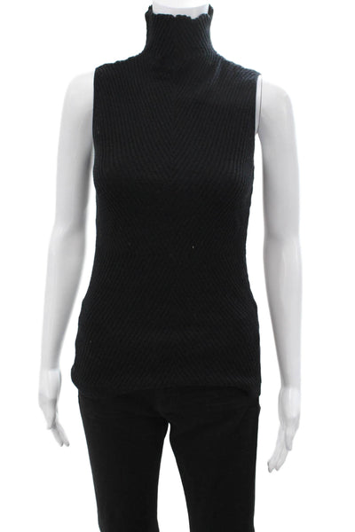 Piazza Sempione Womens Black High Neck Sleeveless Tank Acrylic Blend Size 38