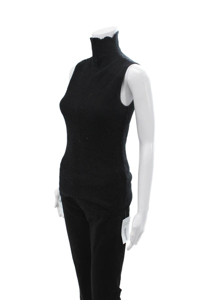 Piazza Sempione Womens Black High Neck Sleeveless Tank Acrylic Blend Size 38