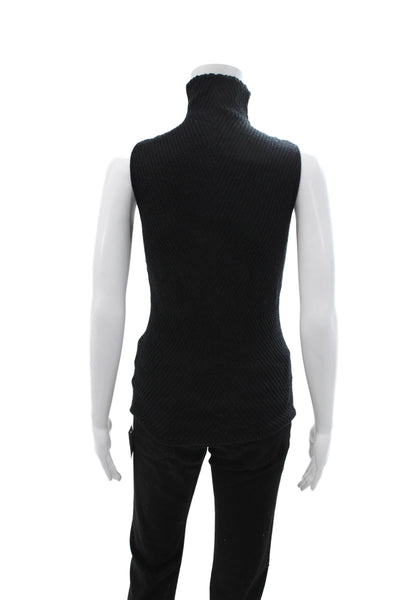 Piazza Sempione Womens Black High Neck Sleeveless Tank Acrylic Blend Size 38